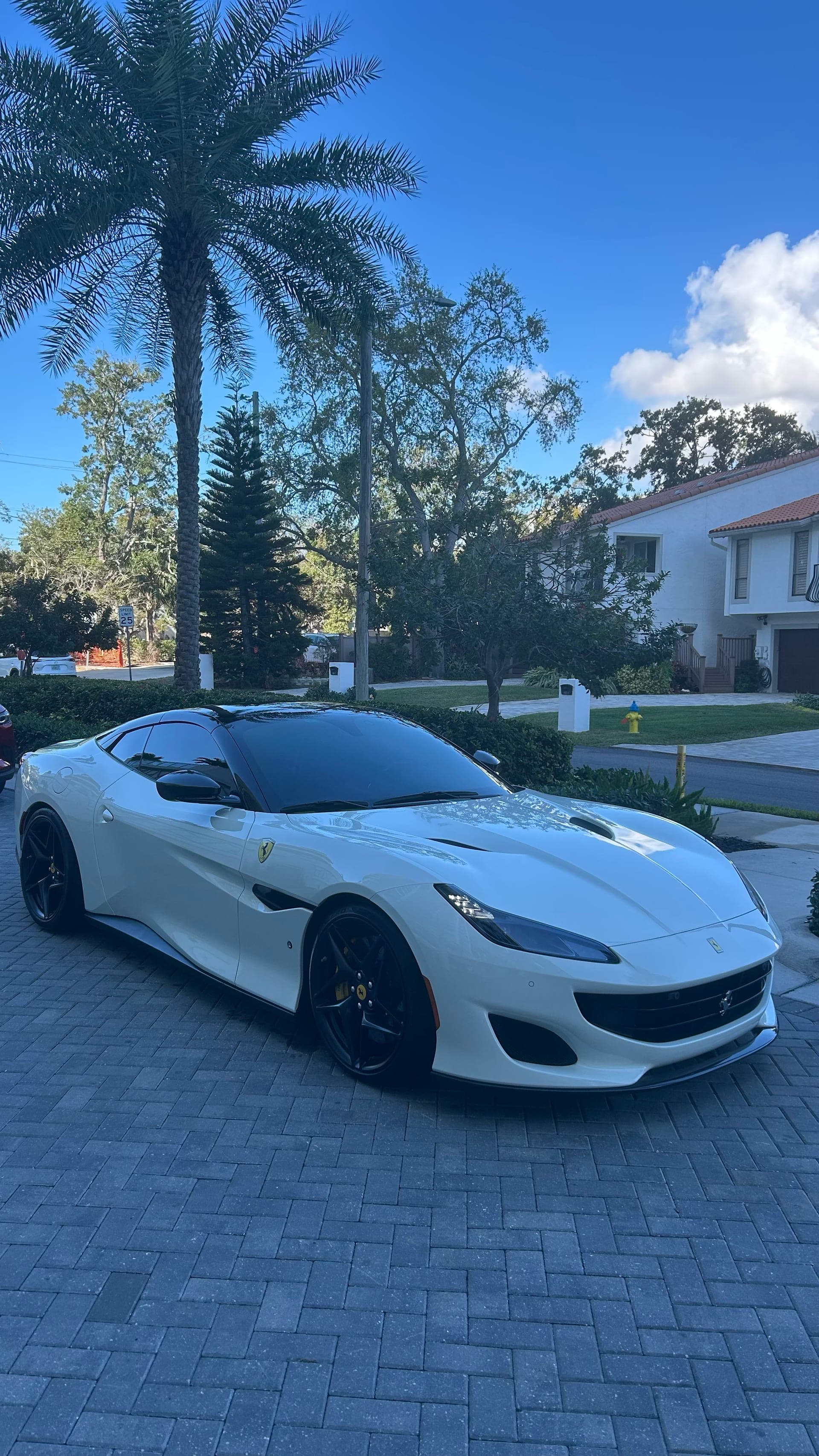 White Ferrari Portofino detailed at a Tampa home