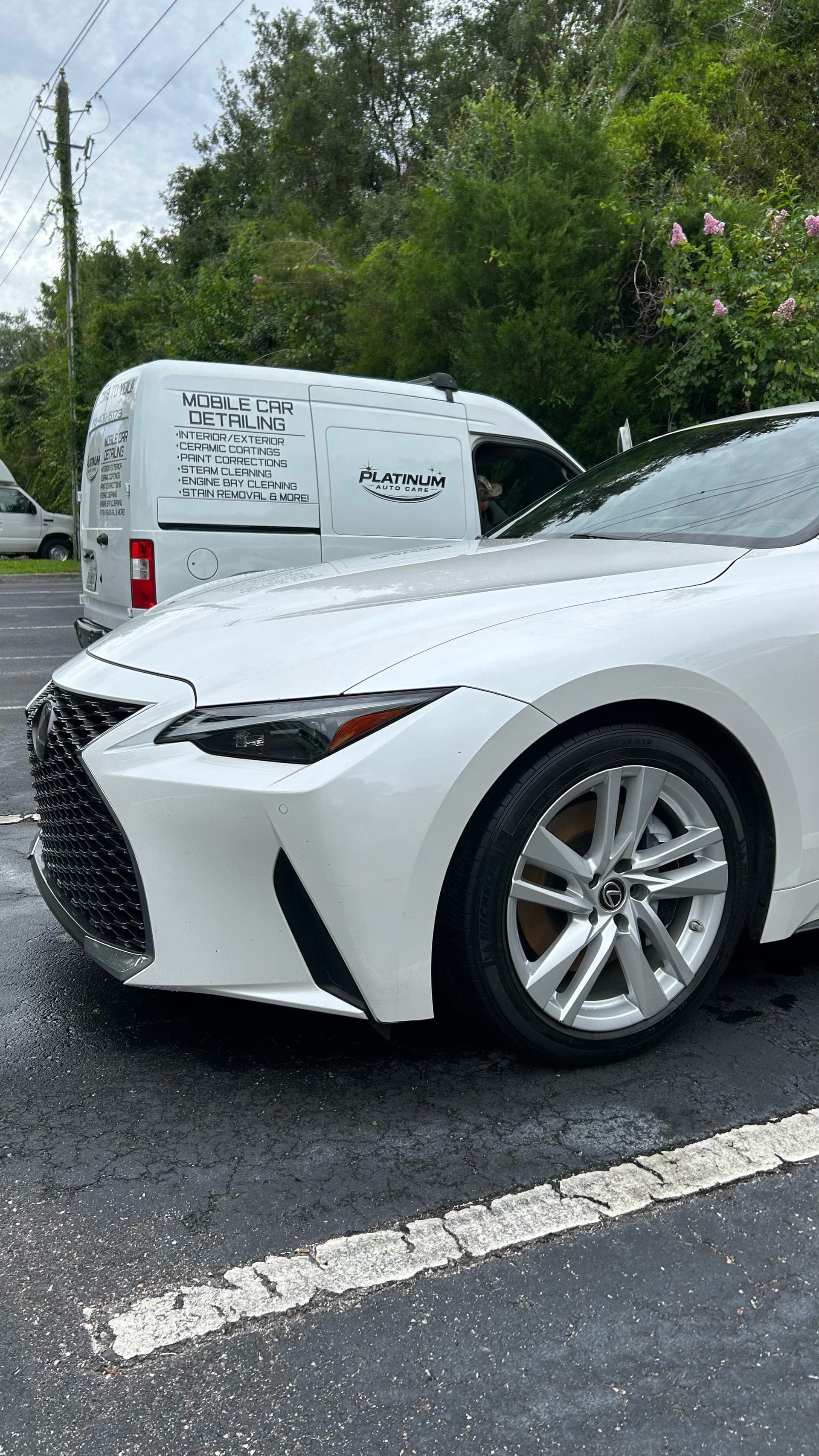 Platinum Auto Care at work in Tampa, FL, the mobile detailing van on site